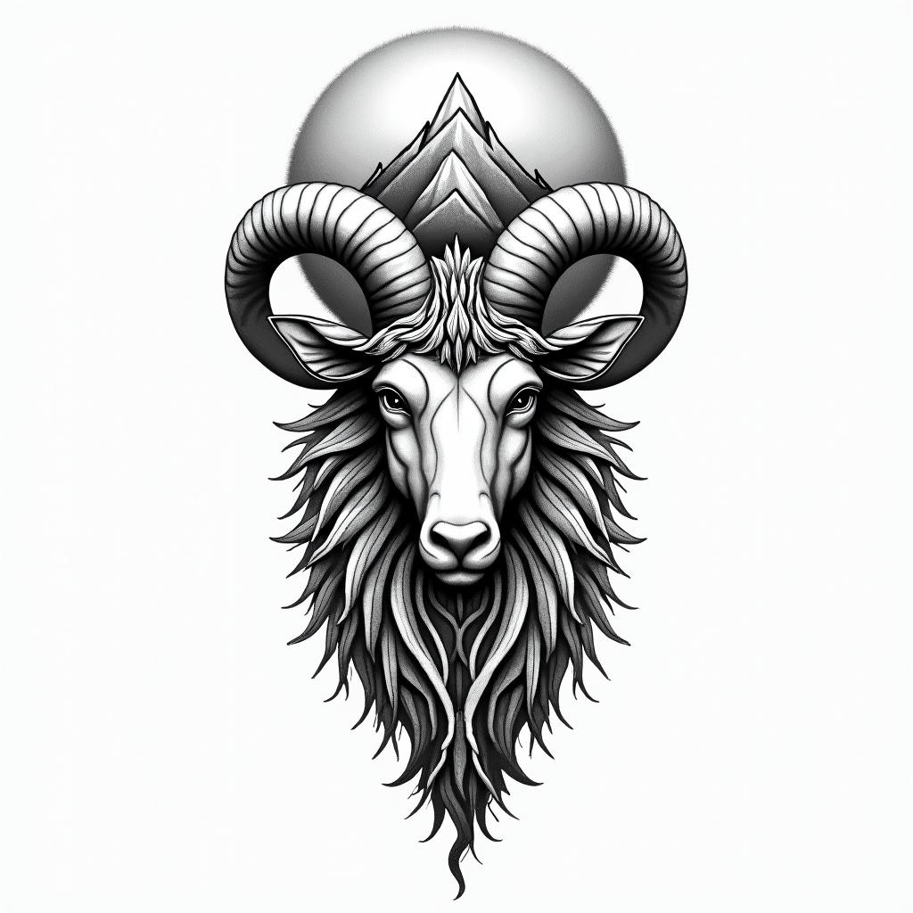 Simona Capricorn nature mountain nordic gods lovehigly detailed tattoo - Variation 4