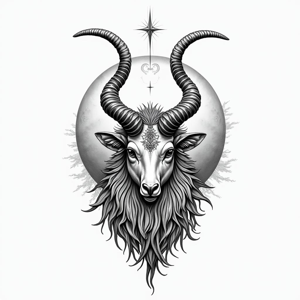 Simona Capricorn nature mountain nordic gods lovehigly detailed tattoo - Variation 1