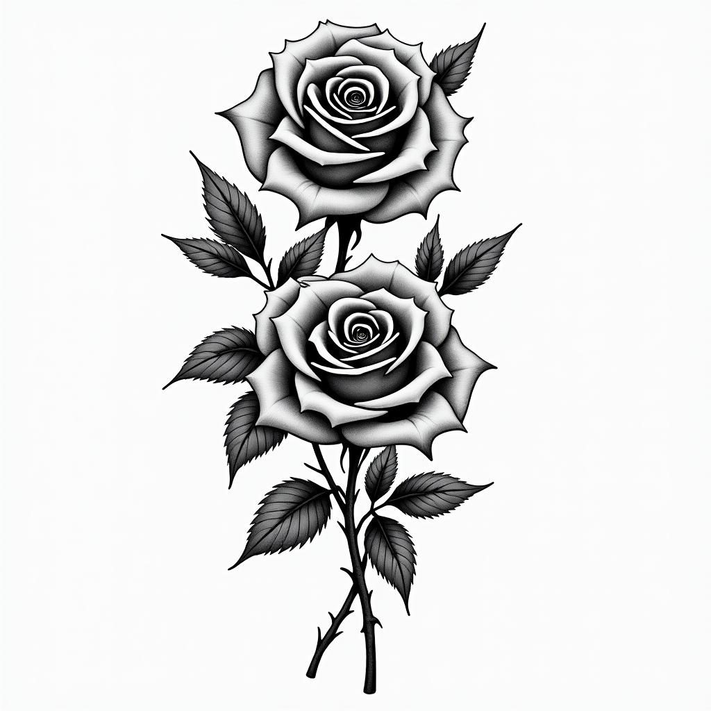 3 roseshigly detailed tattoo - Variation 3