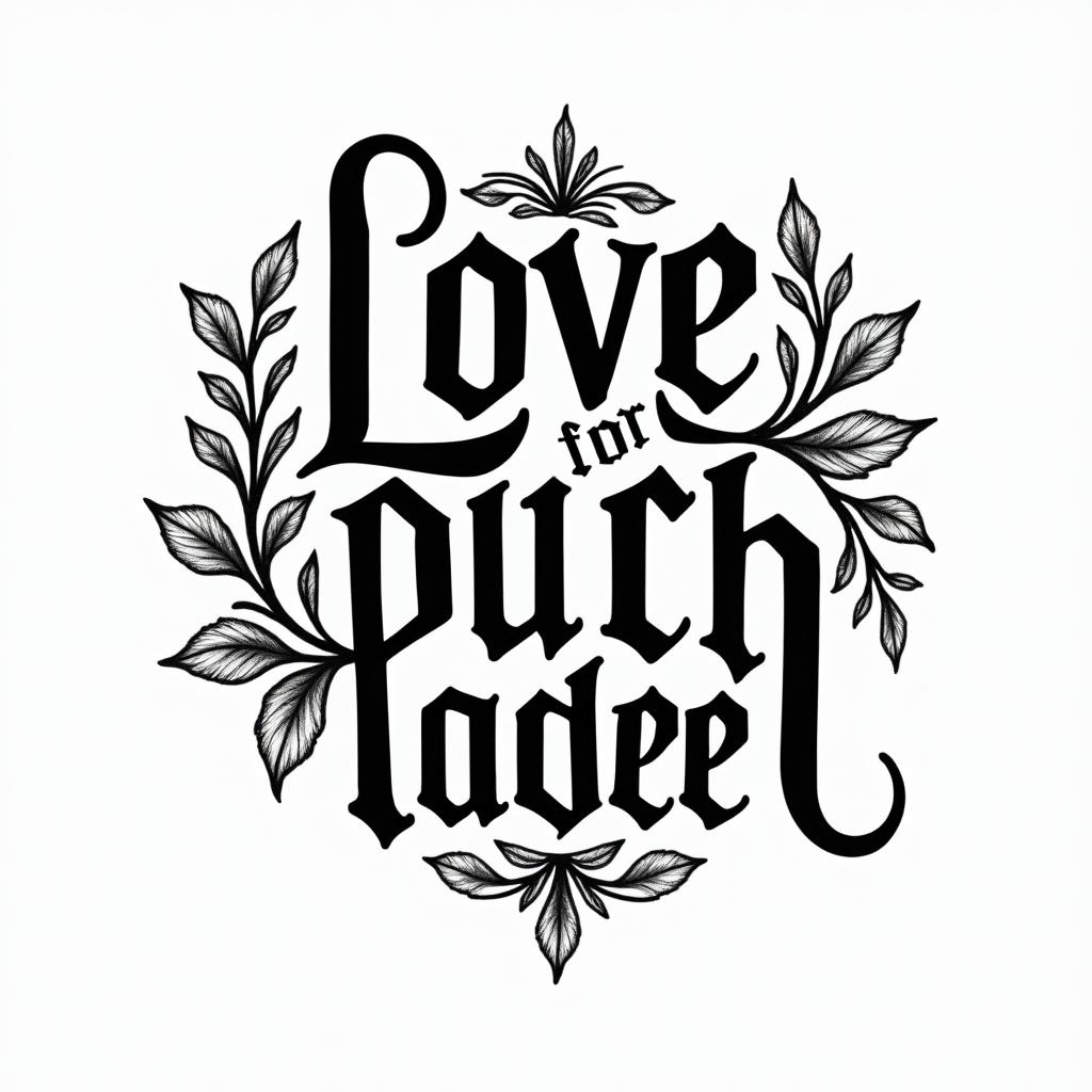 Love for western ridingtext-based tattoo, gothic font ultra-realistic, perfectly placed, high-quality font design, photo-realistic shading, 8k, high quality, finely detailed typography