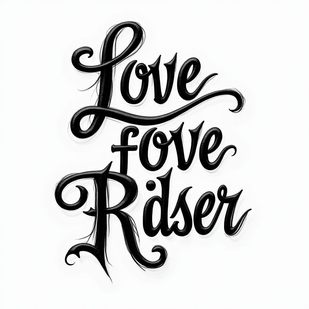 Love for western ridingtext-based tattoo, gothic font ultra-realistic, perfectly placed, high-quality font design, photo-realistic shading, 8k, high quality, finely detailed typography - Variation 4