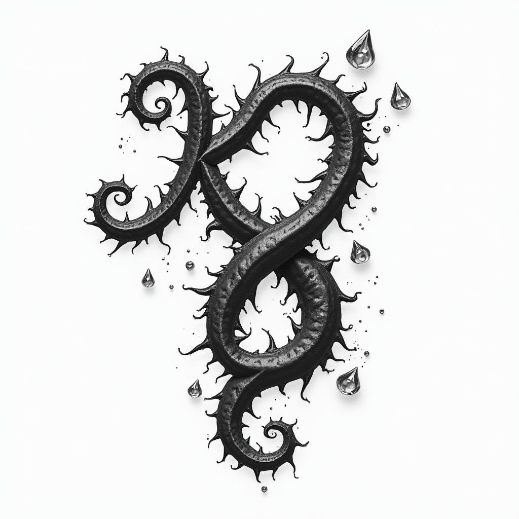 Aquarius and 2 times the letter kkhigly detailed tattoo - Variation 2