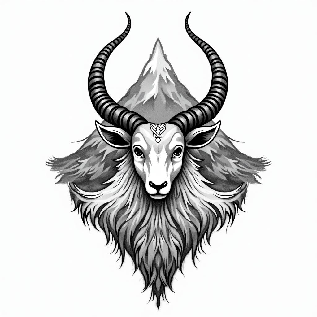 Simona Capricorn nature mountain nordic godstext-based tattoo, japanese font ultra-realistic, perfectly placed, high-quality font design, photo-realistic shading, 8k, high quality, finely detailed typograph - Variation 2