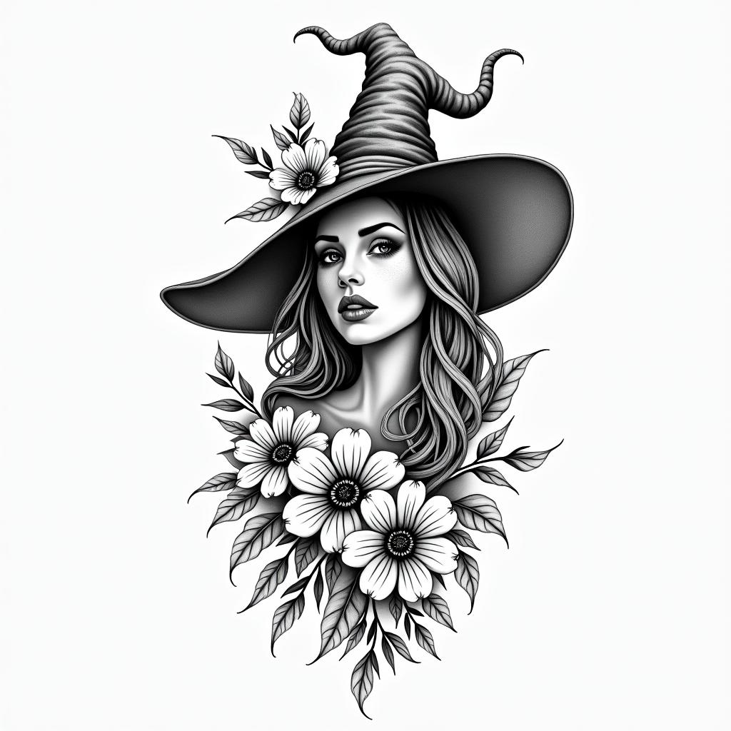 Witchy, floral, feminine, New York City, fine linehigly detailed tattoo