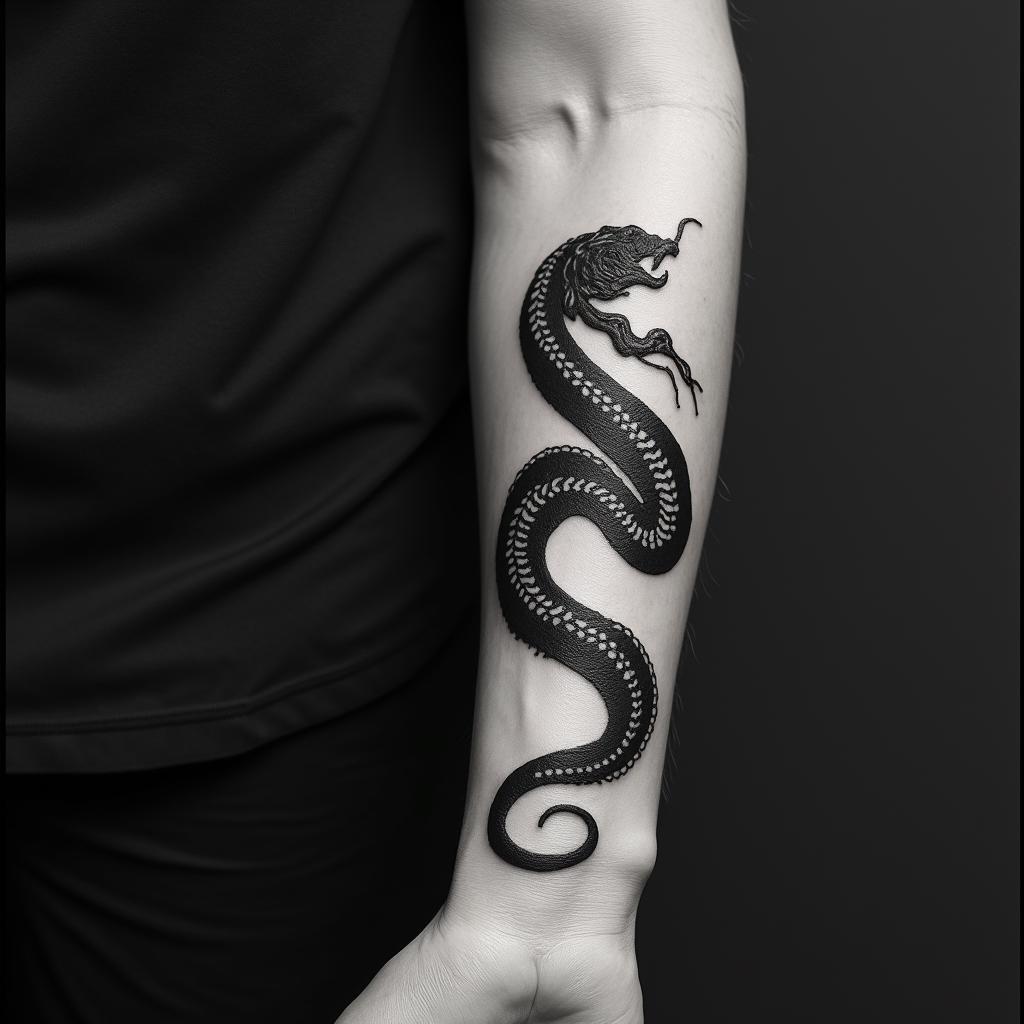 Black mambahigly detailed tattoo - Variation 4