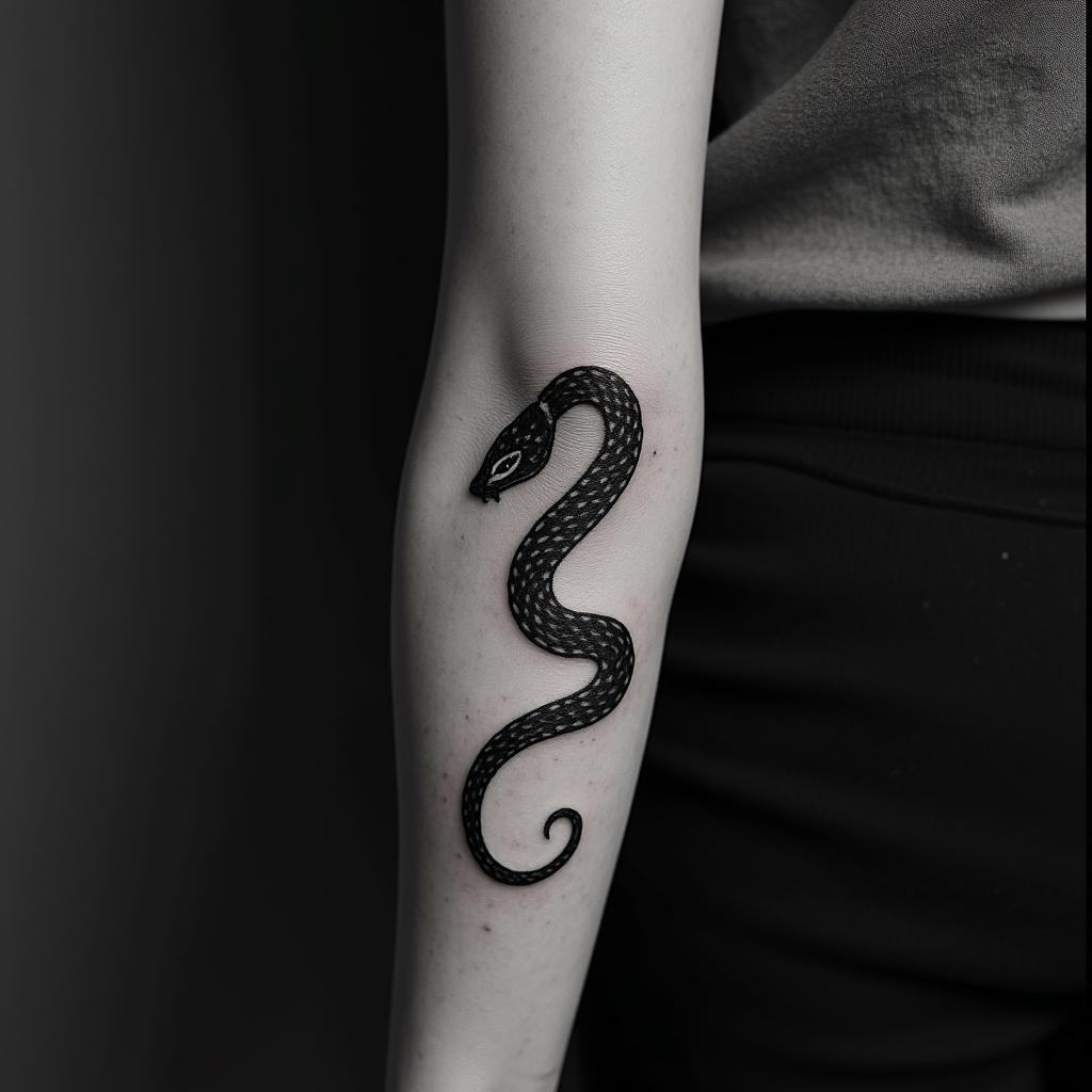 Black mambahigly detailed tattoo - Variation 3