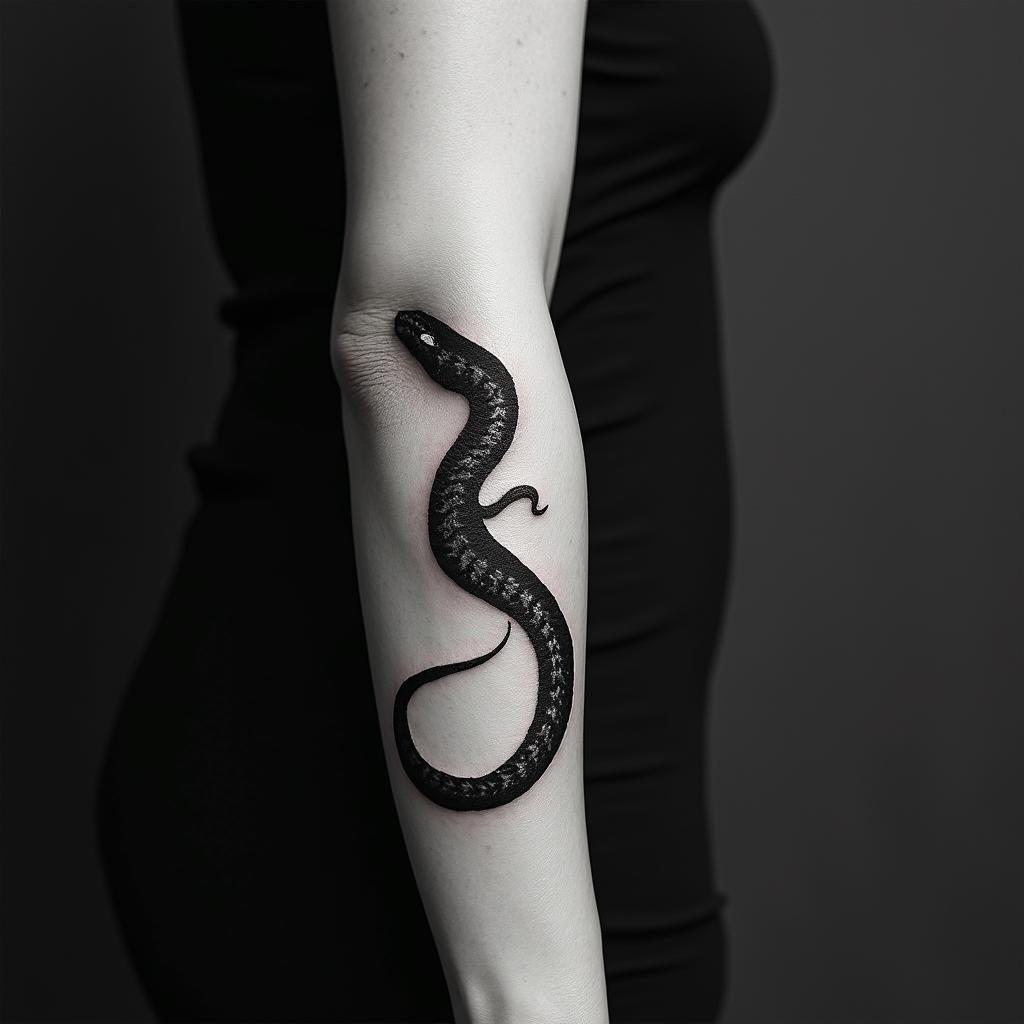 Black mambahigly detailed tattoo - Variation 2