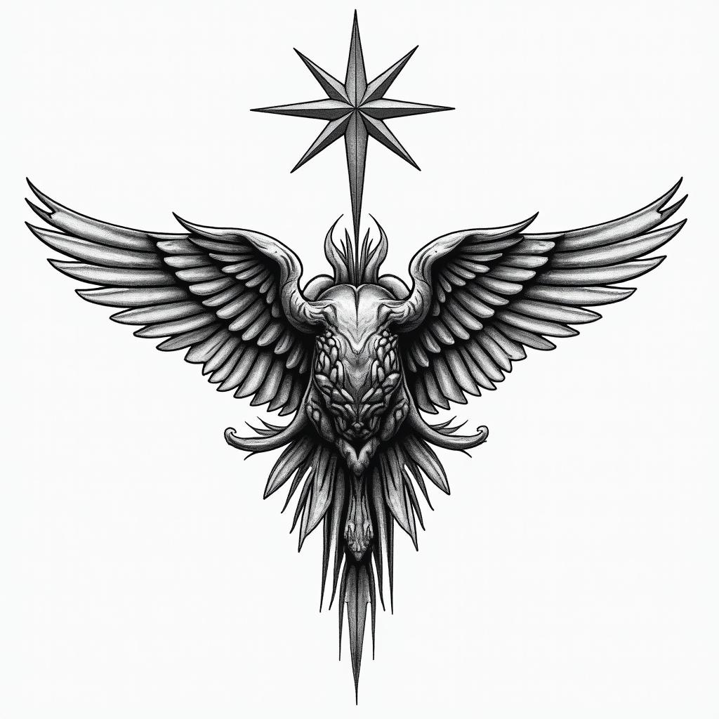 Star of lifehigly detailed tattoo - Variation 4