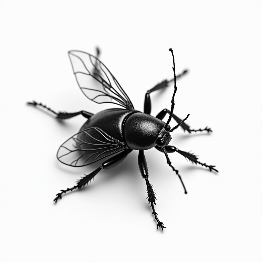 Flying beetlein realism tattoo style, featuring a highly detailed, lifelike, capturing every detail, photorealistic, ultra realistic, intricate shading, smooth and sharp,   - Variation 2