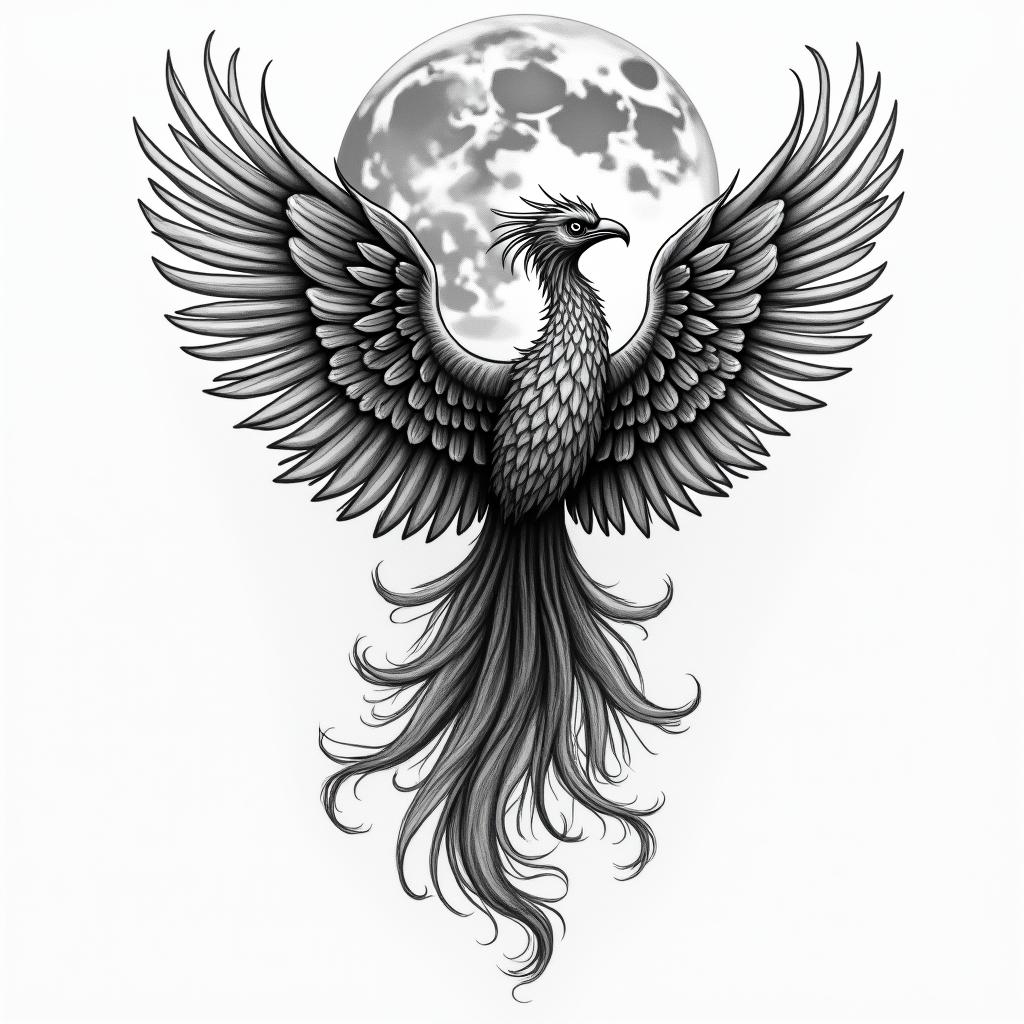 Strength perseverance resilience phoenix moonhigly detailed tattoo - Variation 4