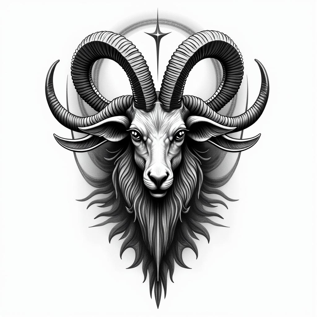 A powerful and imposing tattoo design featuring the Capricorn symbol, combined with elements that represent ambition and discipline, such as a majestic mountain or a strong goat. Incorporate the phrase "The world is mine" in an elegant font to emphasize strength and confidence. The overall design should reflect a sense of greatness and capability, embodying the transformative essence of turning 21, showcasing the client's birth year of 2003 and their Capricorn zodiac sign.higly detailed tattoo - Variation 3