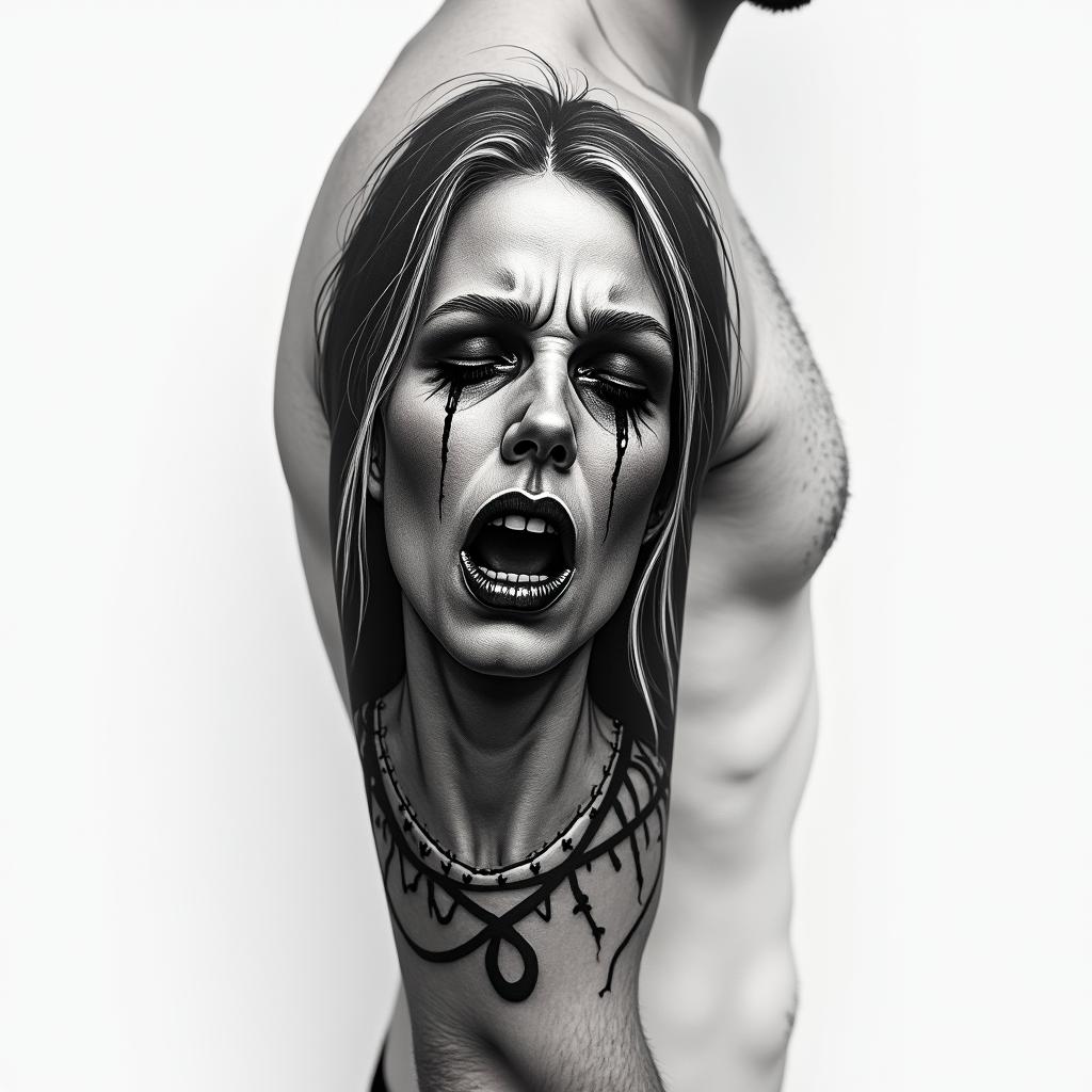 Heartbreaking and misery right sleevehigly detailed tattoo - Variation 4