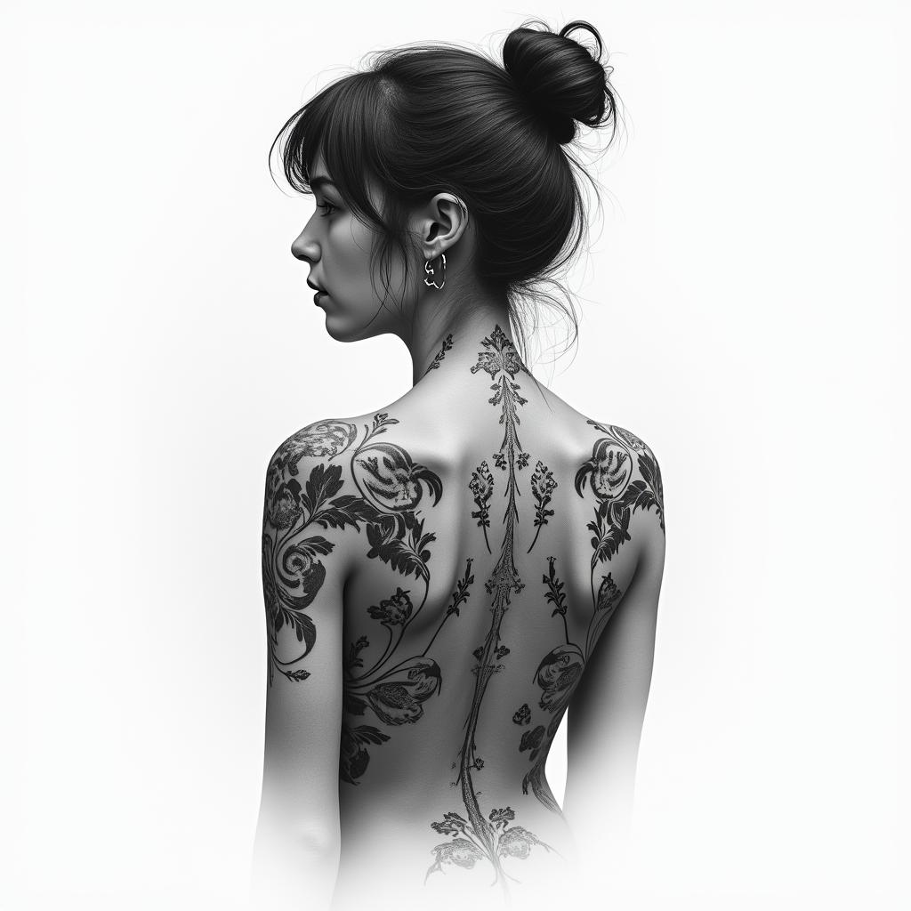 I would like to find a tattoo based on the clip of the boxer in love with Arthur H. I find it very aesthetic.
I am not a battered woman, I want to clarify that. But I am a woman who constantly fights the trials of life. Toxic and morally abusive parents, cancer, a car accident with ongoing pain.
Today, I am in burnout and experiencing resurfacing childhood pains that I am, of course, fighting with my doctor and treatments, but especially with my family, my husband, my two daughters, my dog and our walks in the countryside, my cat, and a lot of reading, which has always been my escape. I would like to return to work soon; I am a nurse working with the homeless, but it is complicated.
I wanted to know if this tattoo project could inspire you. There is no urgency. But I would like to trace all of this and remind myself every difficult day that life is worth it in the end.
I also have a tattoo that I would like to cover at the lower right of my back. Perhaps not the best place for this project.higly detailed tattoo - Variation 1