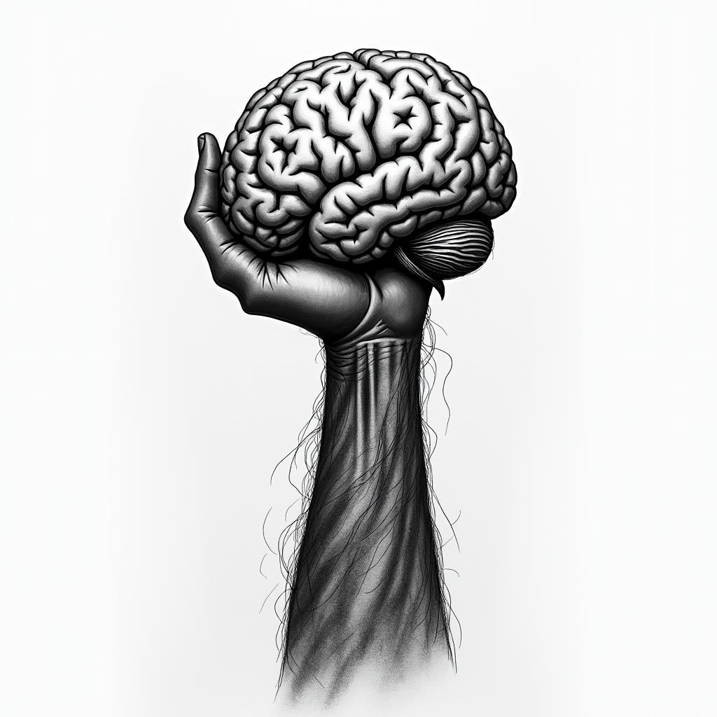 Atlas holding brain uphigly detailed tattoo - Variation 4