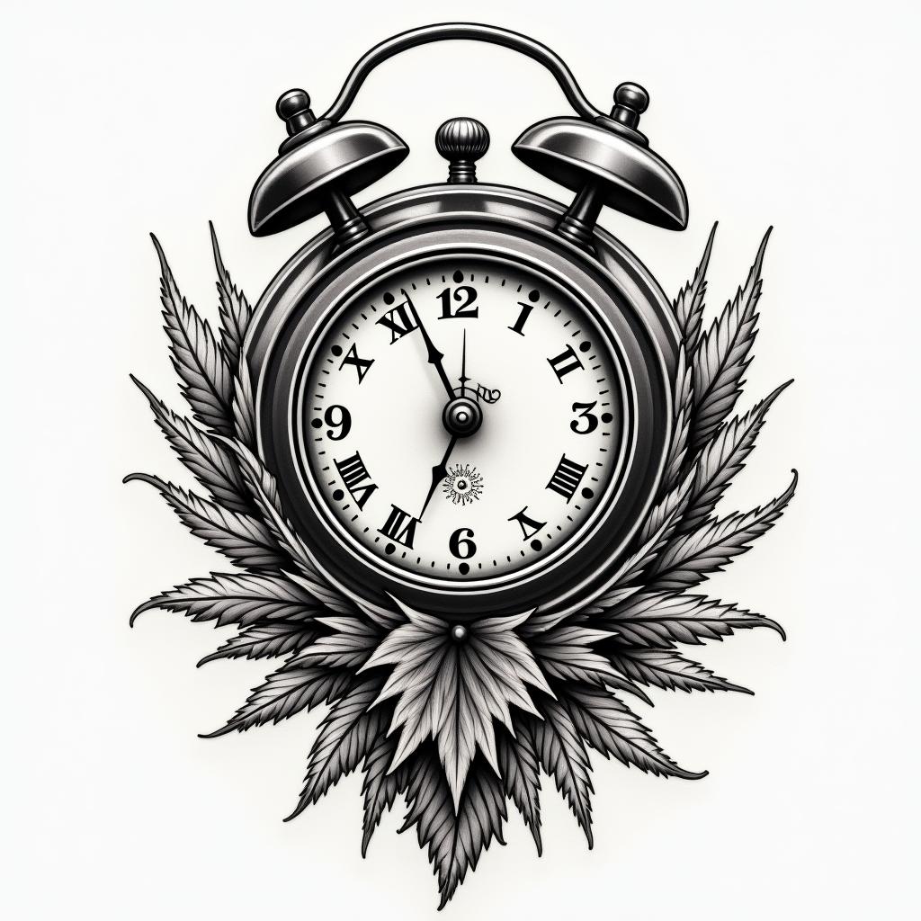 Clock, pheasant feather, horse shoes, colorhigly detailed tattoo - Variation 3