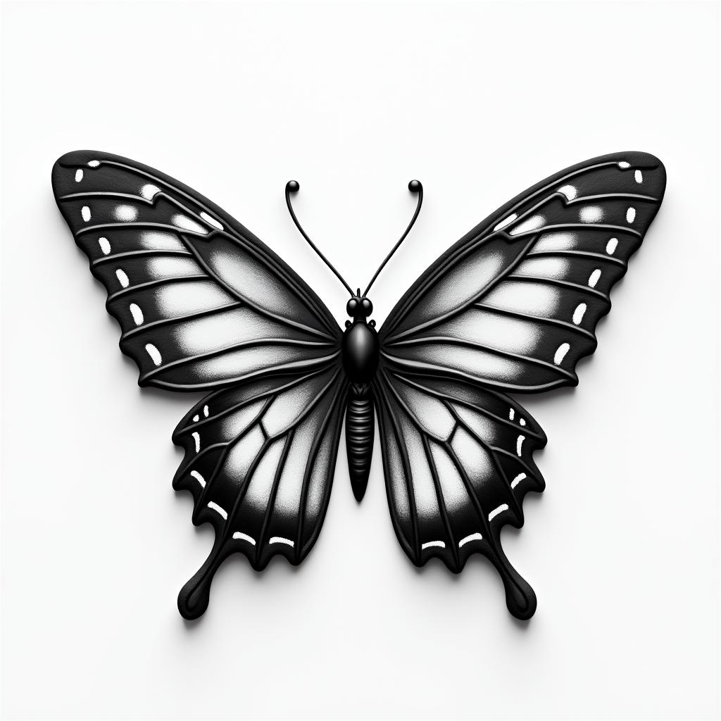 3d butterflyhigly detailed tattoo - Variation 3