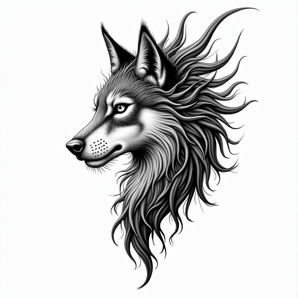 Destiny spirit animalin new school tattoo, pop culture, modern, detailed tattoo, illustrative - Variation 4