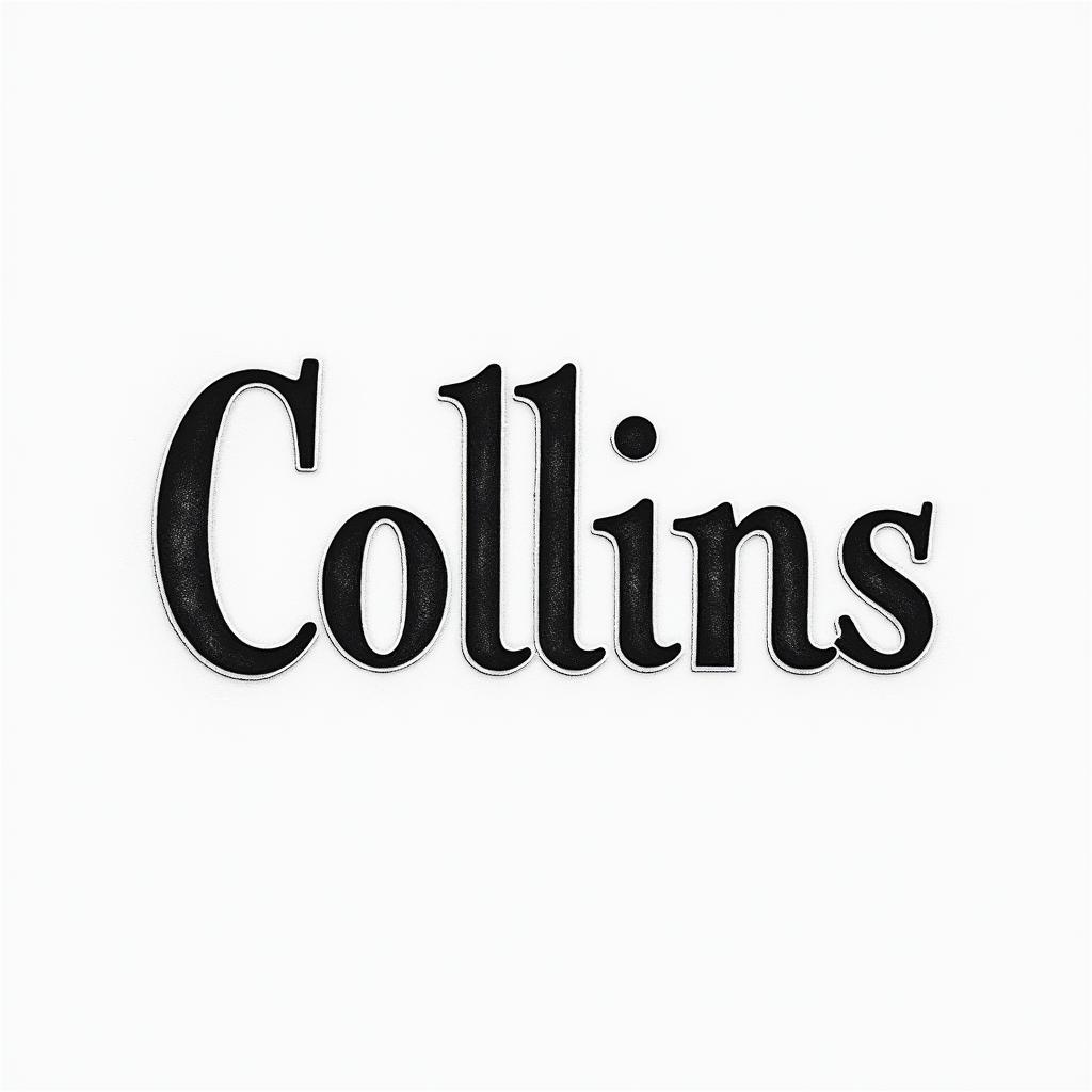 Collins construction companyminimalist text-based tattoo, Monospace font ultra-realistic, perfectly placed, high-quality font design, photo-realistic shading, 8k, high quality, finely detailed typograph - Variation 8