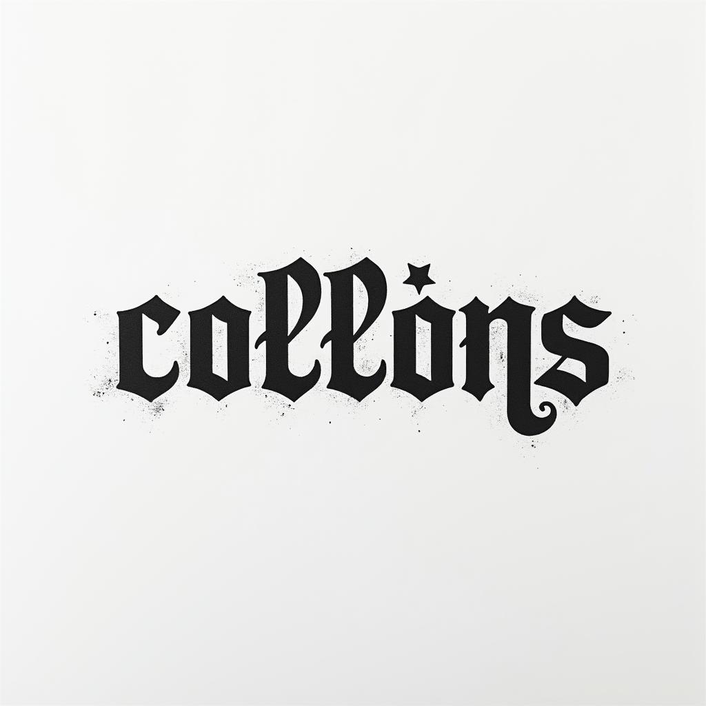 Collins construction companyminimalist text-based tattoo, Monospace font ultra-realistic, perfectly placed, high-quality font design, photo-realistic shading, 8k, high quality, finely detailed typograph - Variation 6