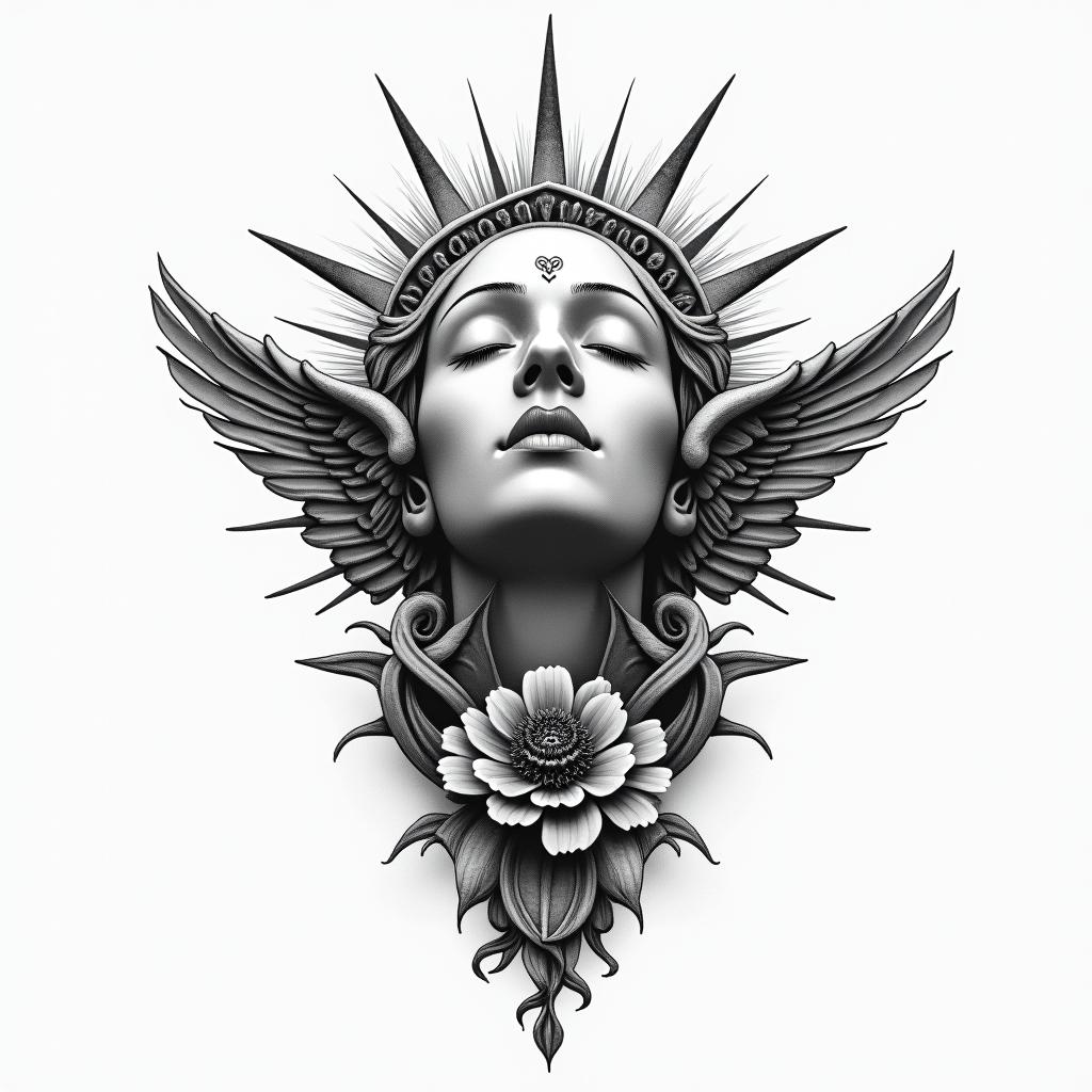 Healing, peace, and freedomhigly detailed tattoo