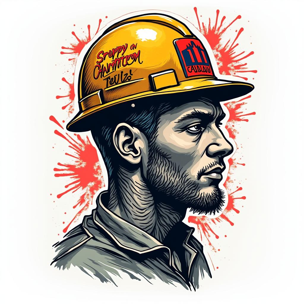 Collins construction companyin pop art style tattoo, featuring bold and vibrant colors, exaggerated outlines, iconic imagery, inspired by comic books and speech bubbles, comic book characters, retro pop culture - Variation 3