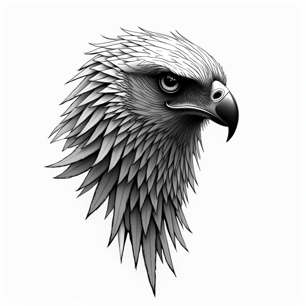 Hawktattoo in biomechanic style, the tattoo covered by robotic elements of futuristic cyberpunk design, robotic features detail, showcasing intricate mechanical components - Variation 3