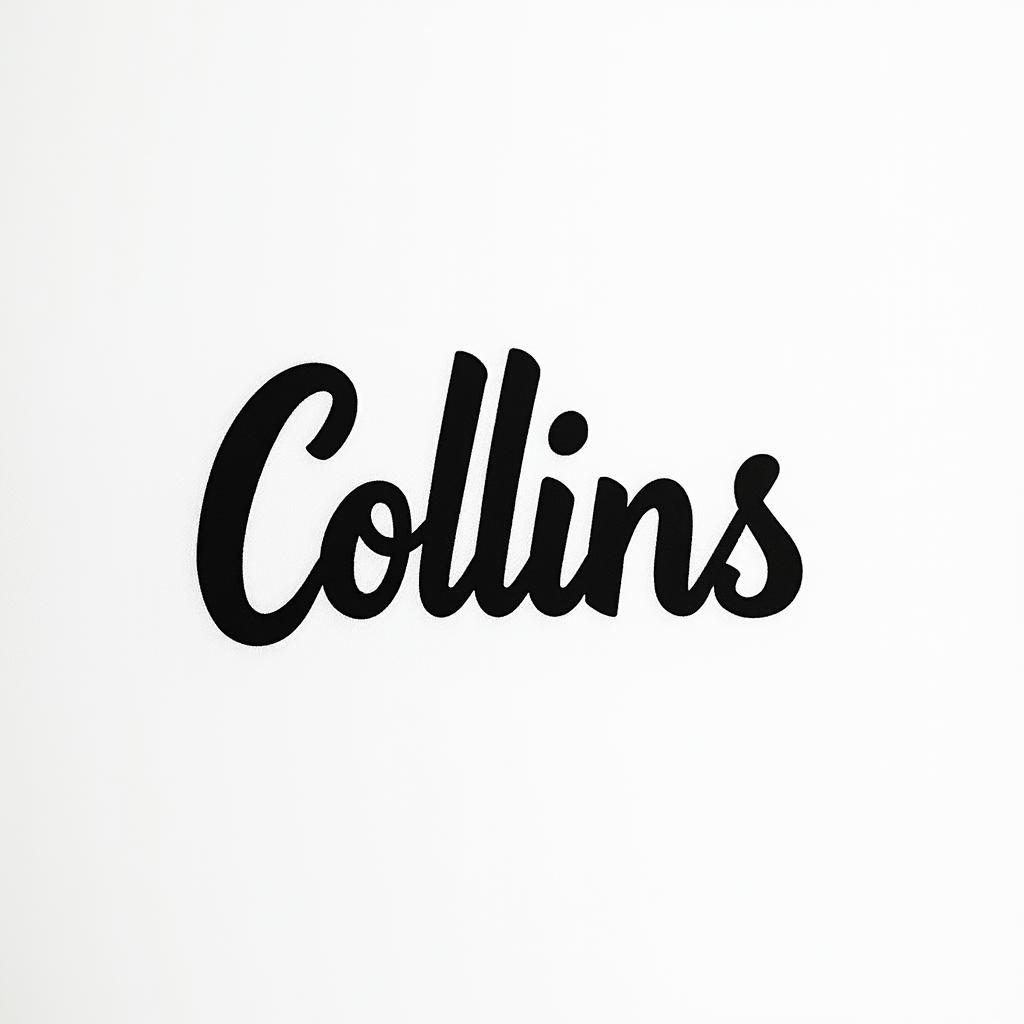 Collins construction companyminimalist text-based tattoo, Monospace font ultra-realistic, perfectly placed, high-quality font design, photo-realistic shading, 8k, high quality, finely detailed typograph