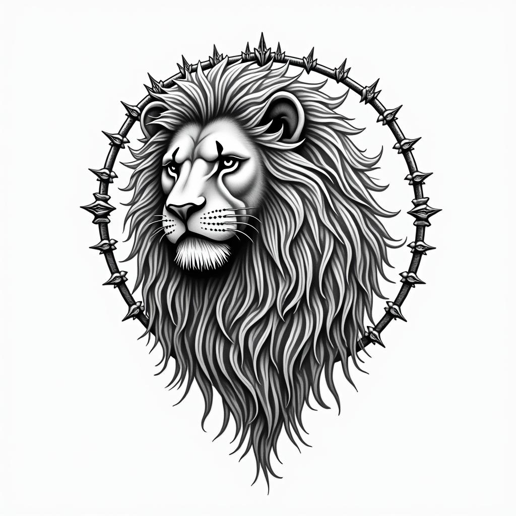 leo sign and aquarius sign combination higly detailed tattoo - Variation 1