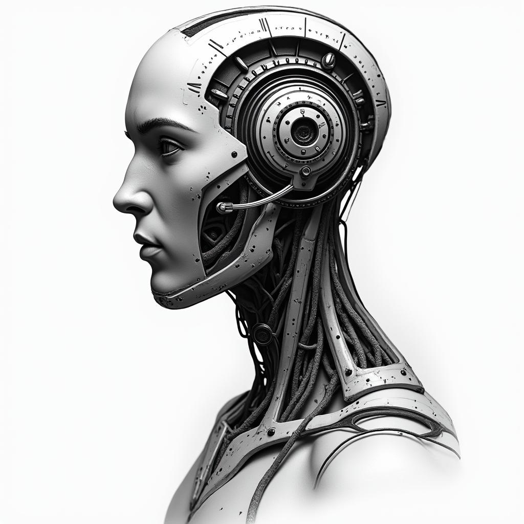 Not anonymous man Geminitattoo in biomechanic style, the tattoo covered by robotic elements of futuristic cyberpunk design, robotic features detail, showcasing intricate mechanical components - Variation 4