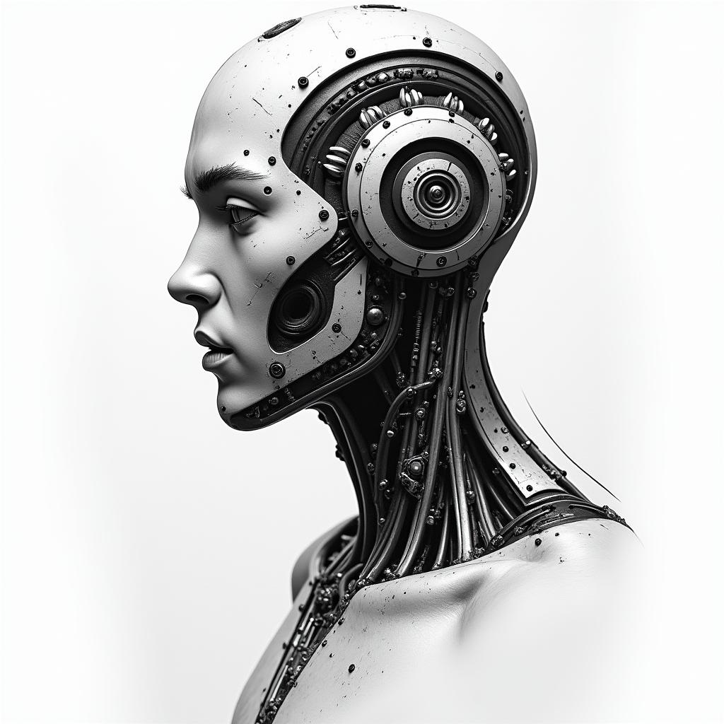 Not anonymous man Geminitattoo in biomechanic style, the tattoo covered by robotic elements of futuristic cyberpunk design, robotic features detail, showcasing intricate mechanical components - Variation 3