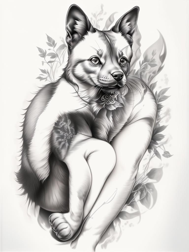 A highly detailed and lifelike composition, tattoo art, realism style, ultra-high resolution, smooth gradients and intricate textures, monochromatic black-and-gray tones, diffused soft lighting for natural depth.undefined - Variation 3