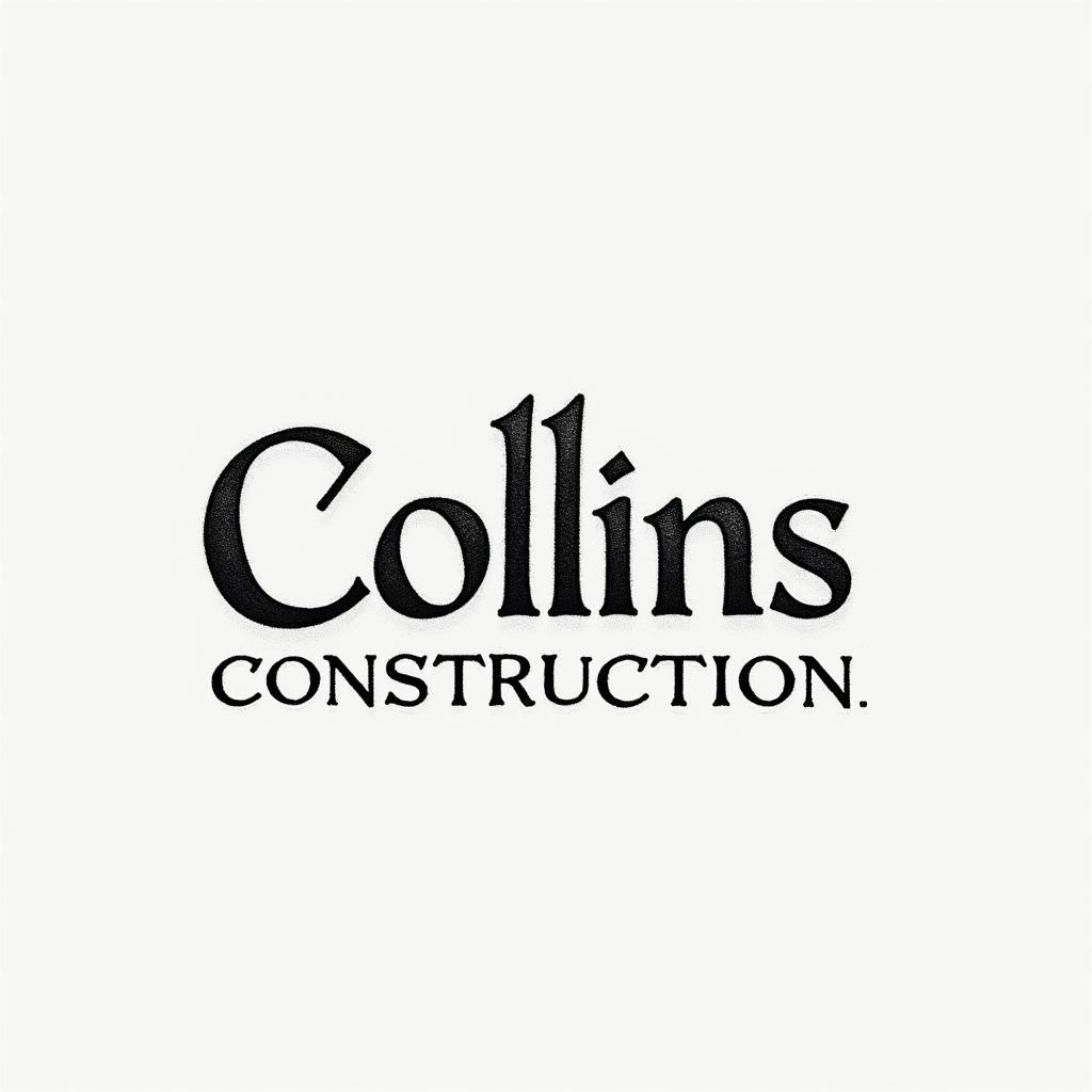 Construction company named “Collins Constructionminimalist text-based tattoo, Monospace font ultra-realistic, perfectly placed, high-quality font design, photo-realistic shading, 8k, high quality, finely detailed typograph - Variation 43