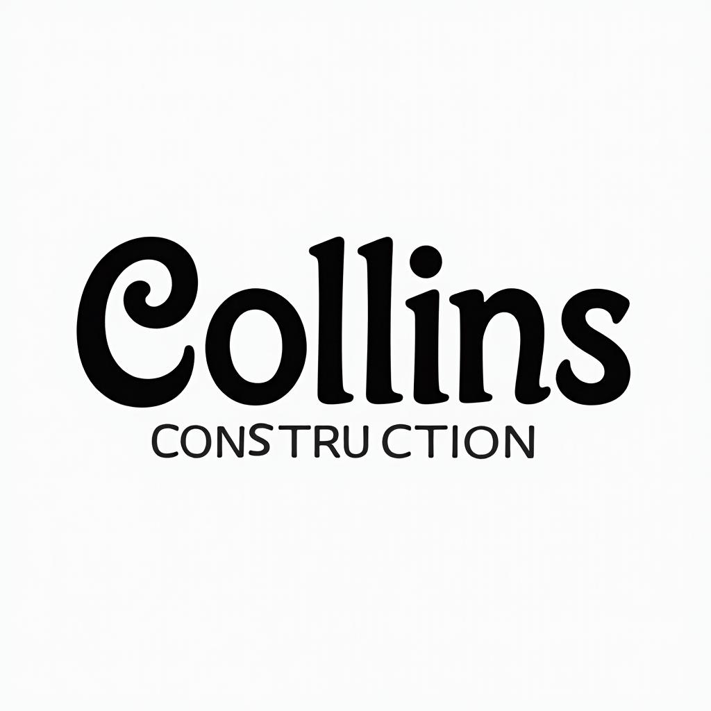 Construction company named “Collins Constructionminimalist text-based tattoo, Monospace font ultra-realistic, perfectly placed, high-quality font design, photo-realistic shading, 8k, high quality, finely detailed typograph - Variation 37