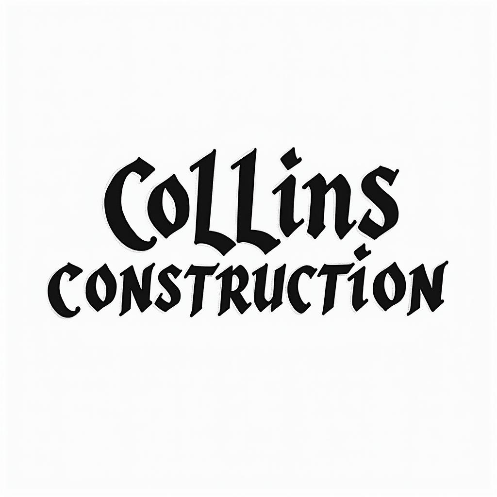 Construction company named “Collins Constructionminimalist text-based tattoo, Monospace font ultra-realistic, perfectly placed, high-quality font design, photo-realistic shading, 8k, high quality, finely detailed typograph - Variation 40