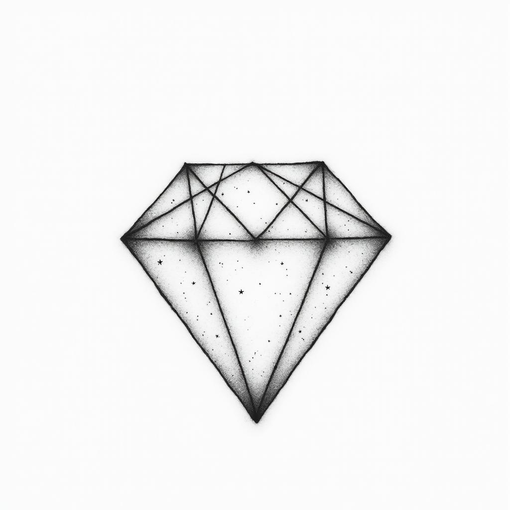 Diamond 27 Geminiin minimalist style tattoo, featuring simple shapes and fine lines, with minimal shading and details, tiny triangles, creating a sense of balance and harmony - Variation 4