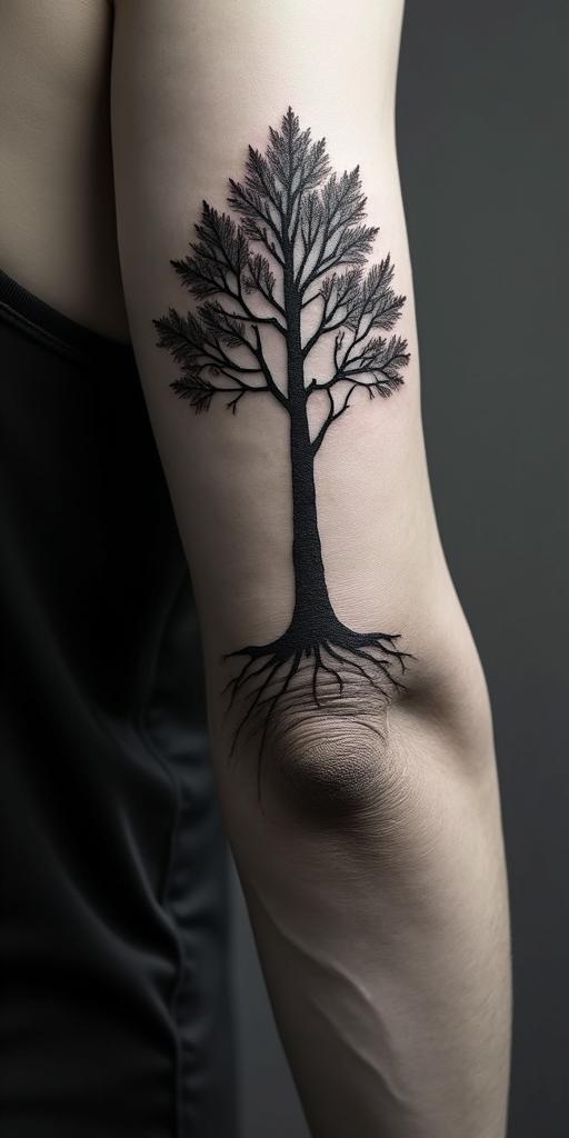 Treein realism tattoo style, featuring a highly detailed, lifelike, capturing every detail, photorealistic, ultra realistic, intricate shading, smooth and sharp, - Variation 4