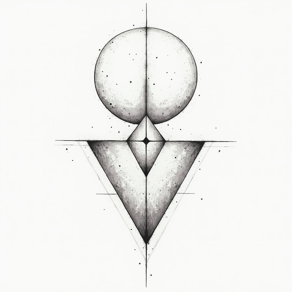 Sober manin minimalist style tattoo, featuring simple shapes and fine lines, with minimal shading and details, tiny triangles, creating a sense of balance and harmony - Variation 4