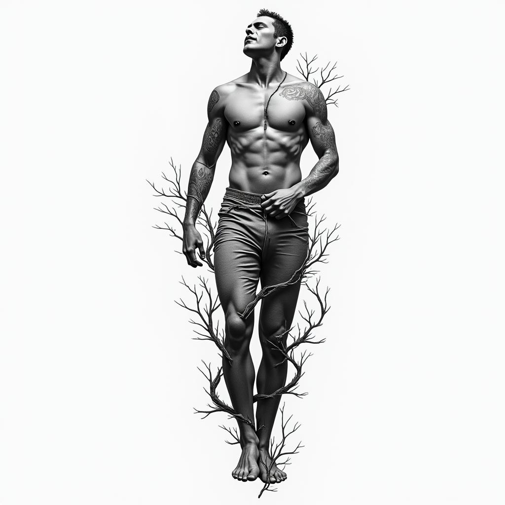 Elevation , growthhigly detailed tattoo - Variation 3