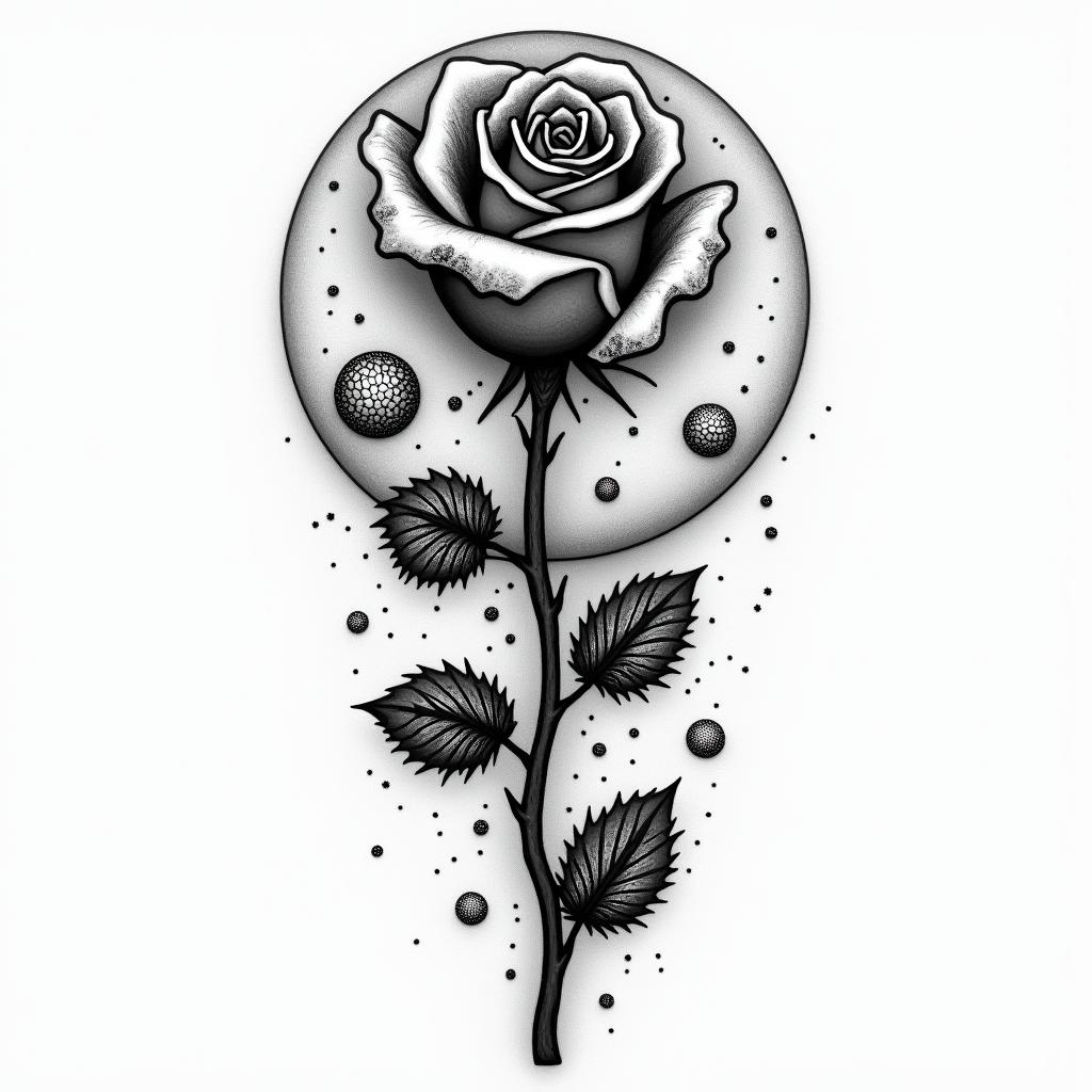 Rose, watch, planetsin bohemian style tattoo, 8k