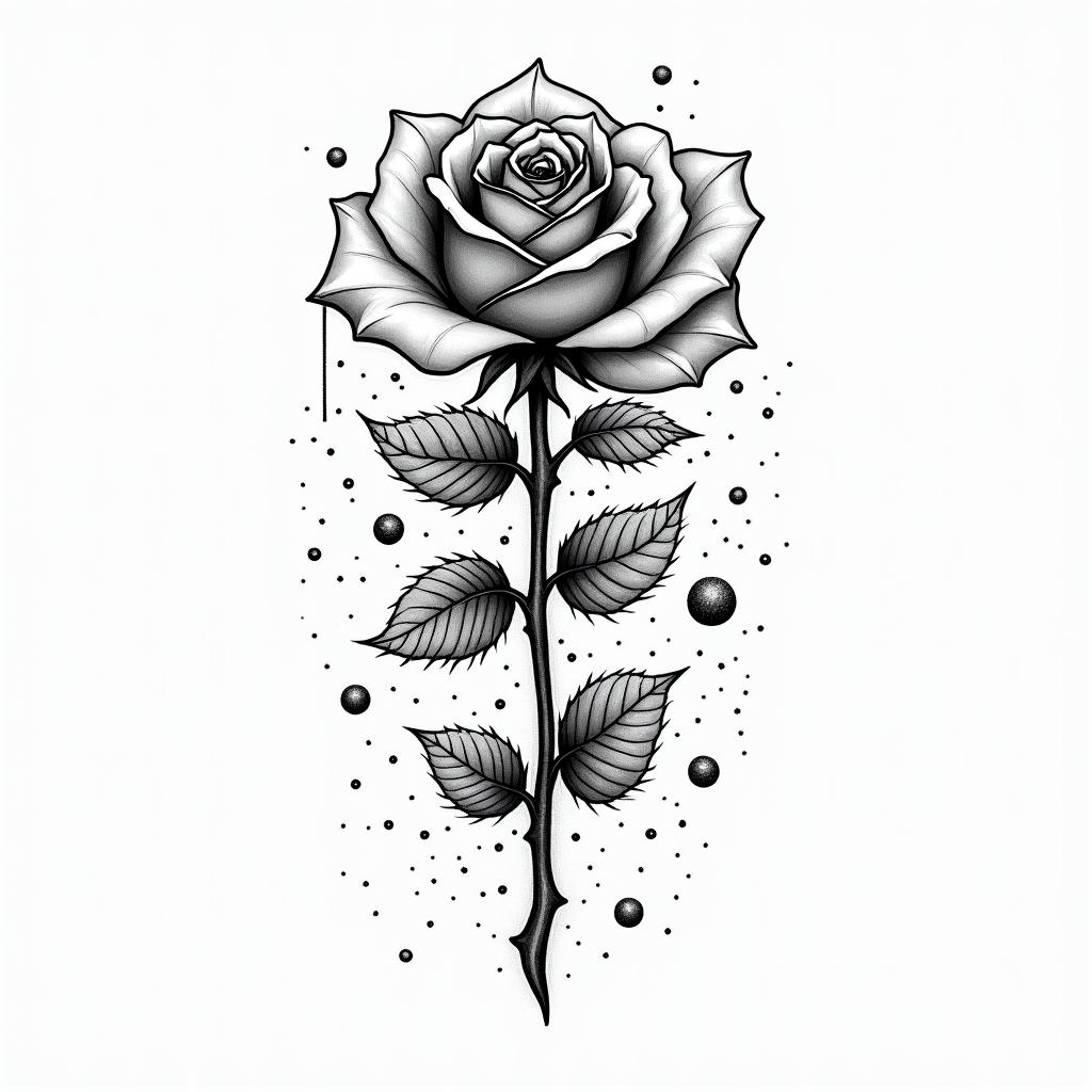 Rose, watch, planetsin bohemian style tattoo, 8k - Variation 2