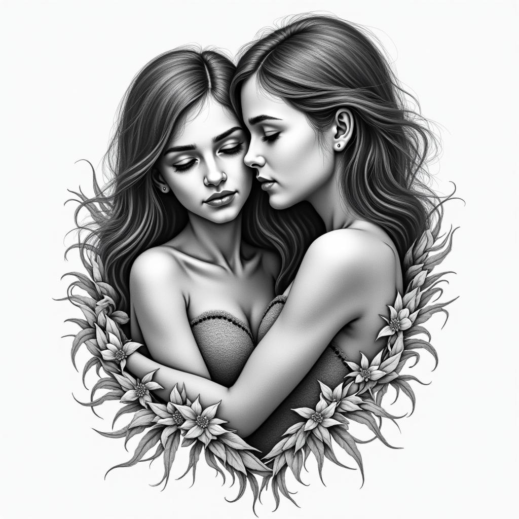 Resilience, love for my daughters, wisdomhigly detailed tattoo - Variation 4