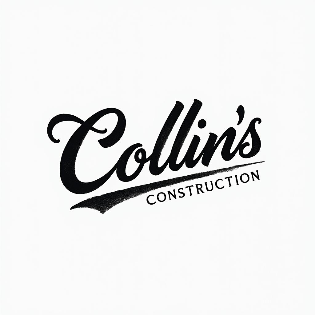 Construction company named “Collins Constructionminimalist text-based tattoo, Monospace font ultra-realistic, perfectly placed, high-quality font design, photo-realistic shading, 8k, high quality, finely detailed typograph - Variation 34