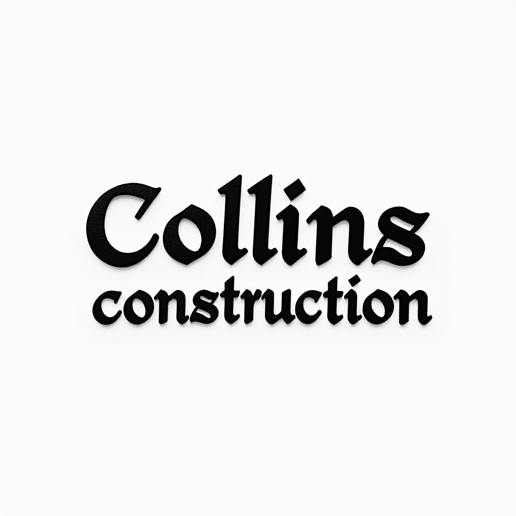 Construction company named “Collins Constructionminimalist text-based tattoo, Monospace font ultra-realistic, perfectly placed, high-quality font design, photo-realistic shading, 8k, high quality, finely detailed typograph - Variation 35