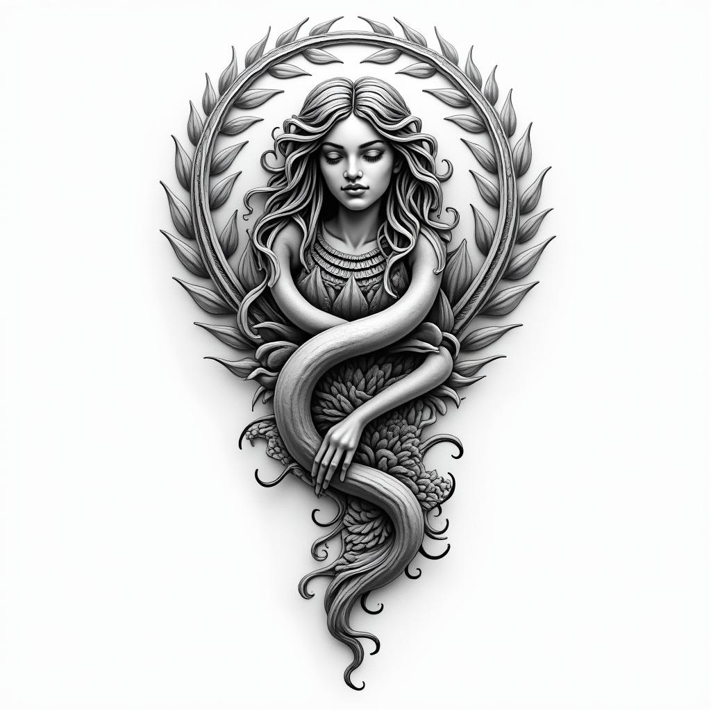 Aquarius signhigly detailed tattoo - Variation 3