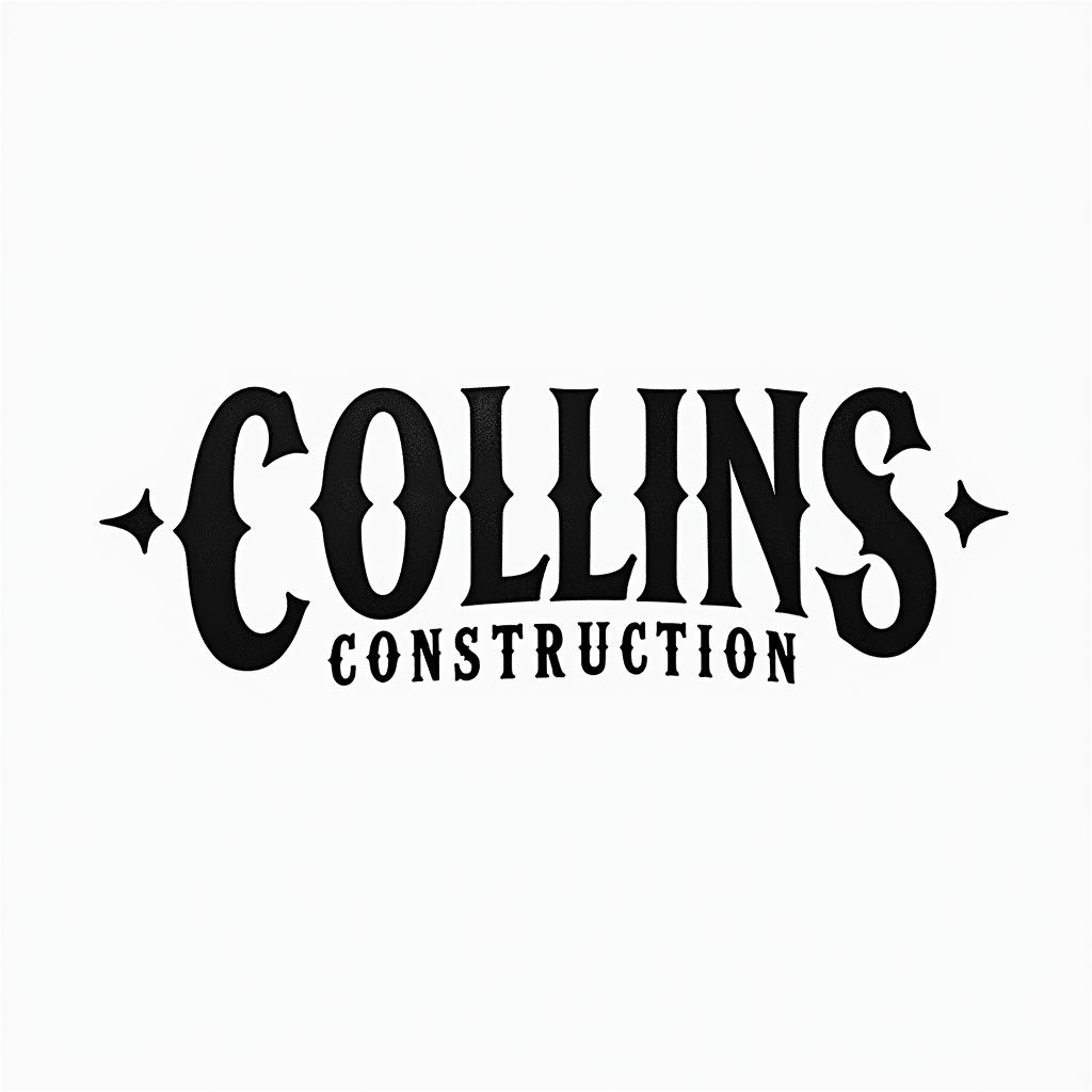 Construction company named “Collins Constructionminimalist text-based tattoo, Monospace font ultra-realistic, perfectly placed, high-quality font design, photo-realistic shading, 8k, high quality, finely detailed typograph - Variation 32