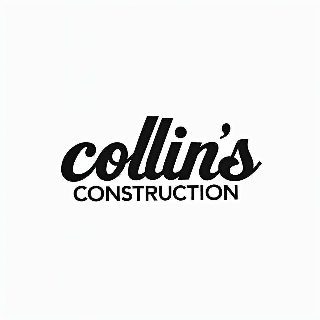 Construction company named “Collins Constructionminimalist text-based tattoo, Monospace font ultra-realistic, perfectly placed, high-quality font design, photo-realistic shading, 8k, high quality, finely detailed typograph - Variation 30