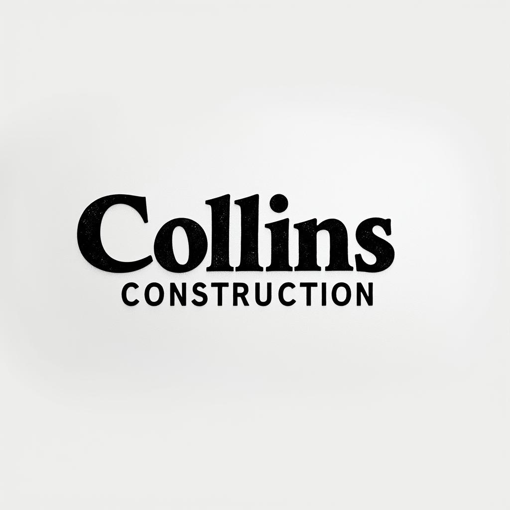 Construction company named “Collins Constructionminimalist text-based tattoo, Monospace font ultra-realistic, perfectly placed, high-quality font design, photo-realistic shading, 8k, high quality, finely detailed typograph - Variation 29