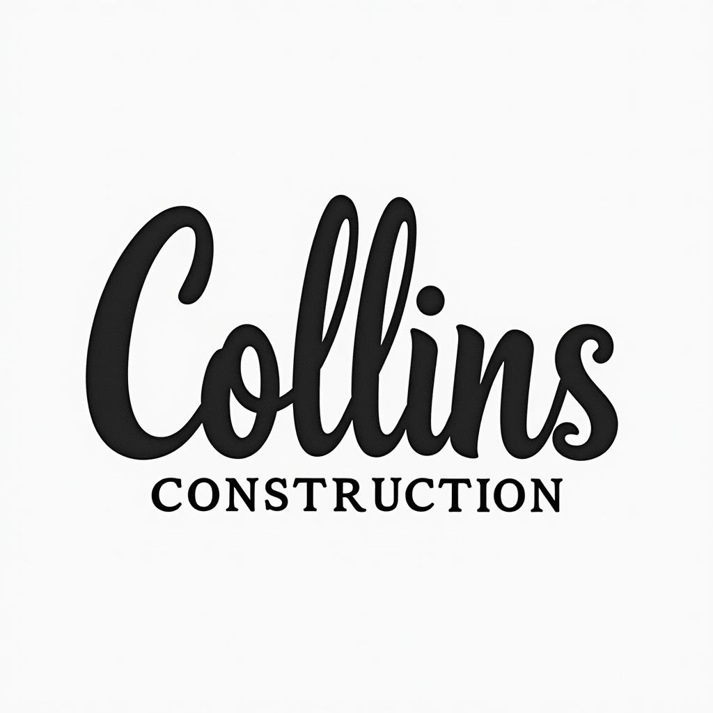 Construction company named “Collins Constructionminimalist text-based tattoo, Monospace font ultra-realistic, perfectly placed, high-quality font design, photo-realistic shading, 8k, high quality, finely detailed typograph - Variation 31