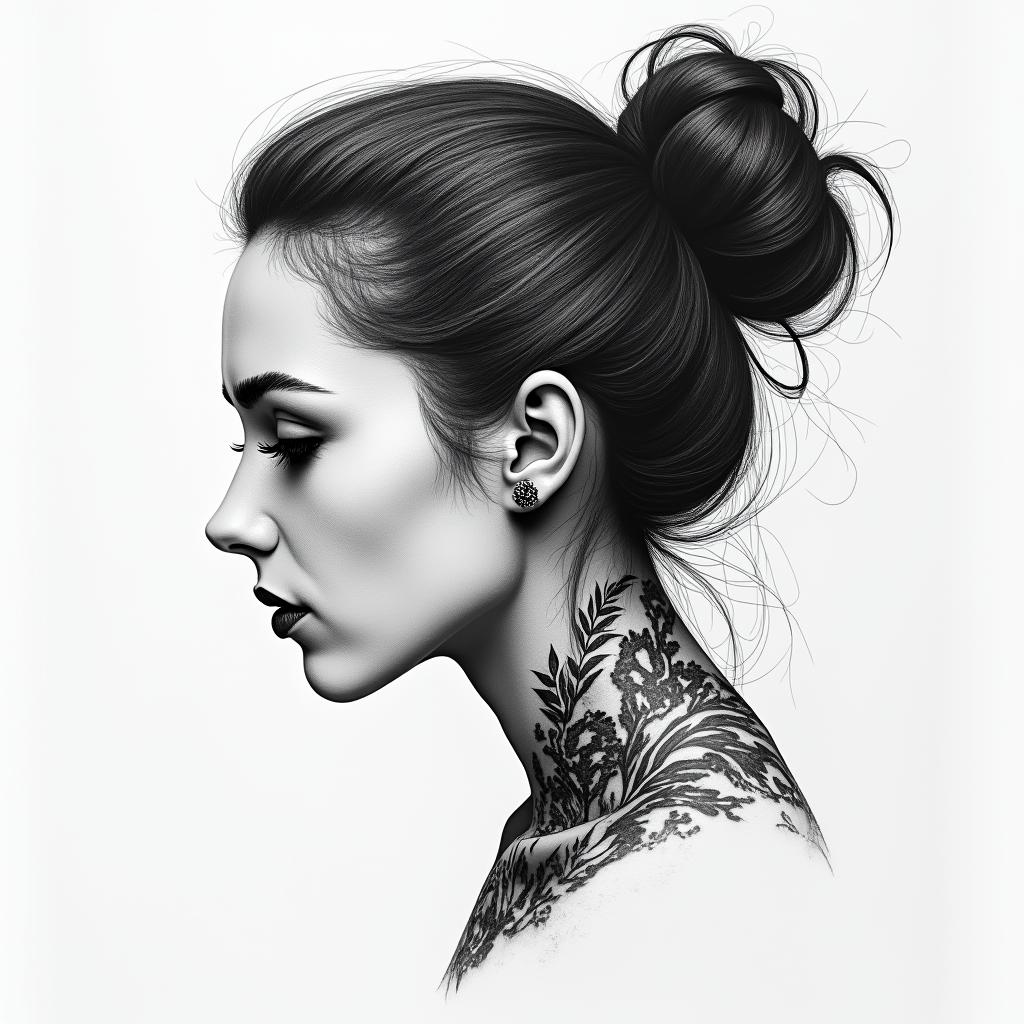 I want a tattoo behind my ear. It should be discreet and embody something like strength, self-discovery, that I have found my home in Mölln. That I have come a long way and will continue to move forward.higly detailed tattoo - Variation 4