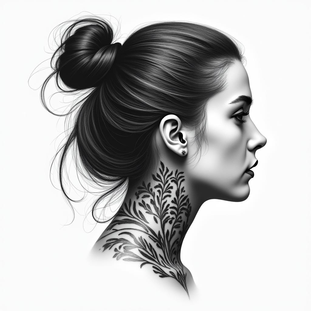 I want a tattoo behind my ear. It should be discreet and embody something like strength, self-discovery, that I have found my home in Mölln. That I have come a long way and will continue to move forward.higly detailed tattoo - Variation 2